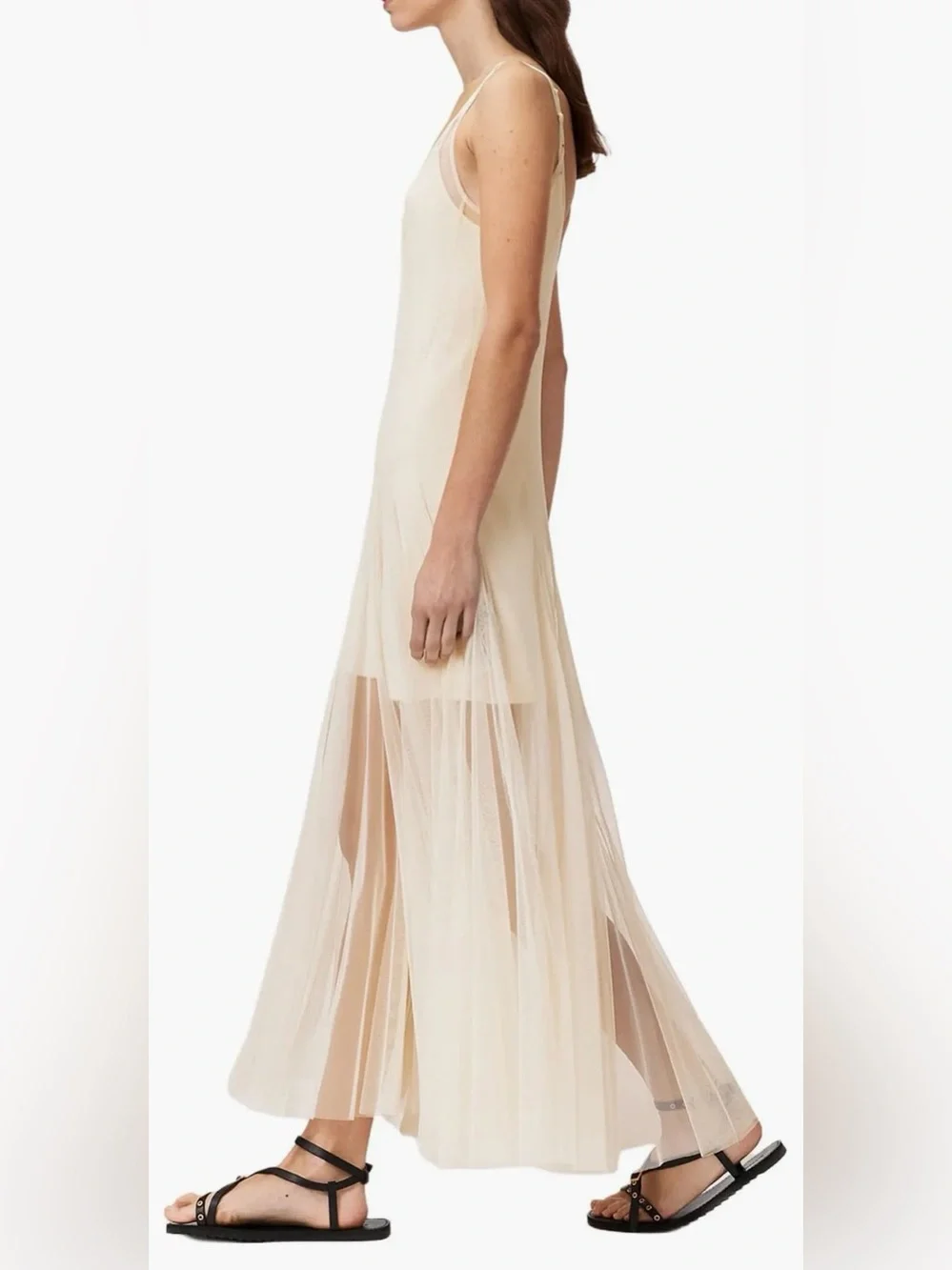 NEW AllSaints Harmonia Mesh Maxi Tofu white Dress SZ 4